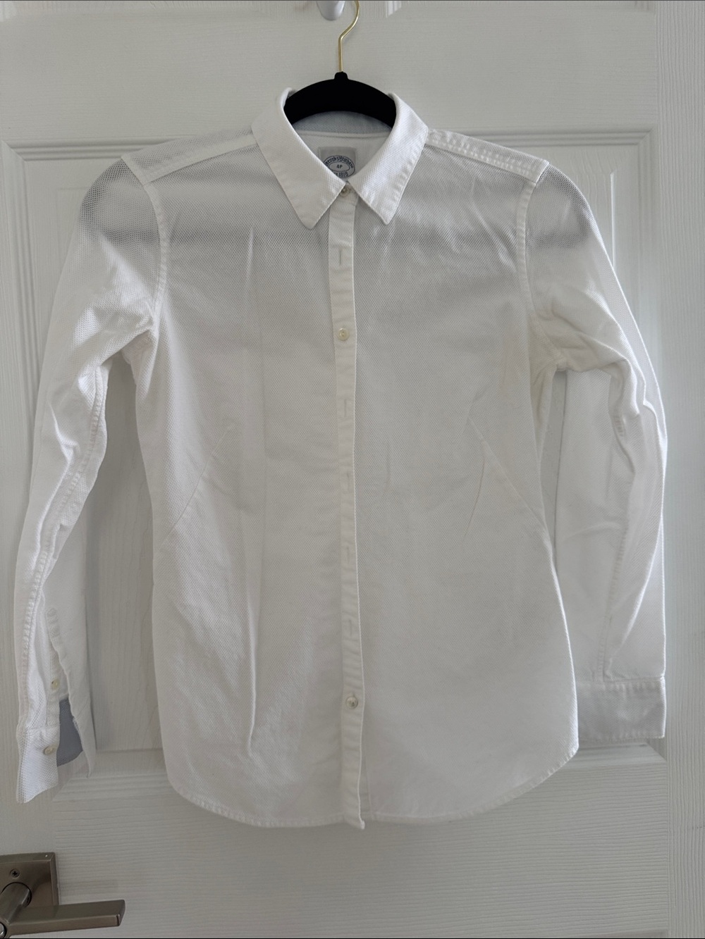 Petite Fitted Brooks Brothers White Textured Shirt